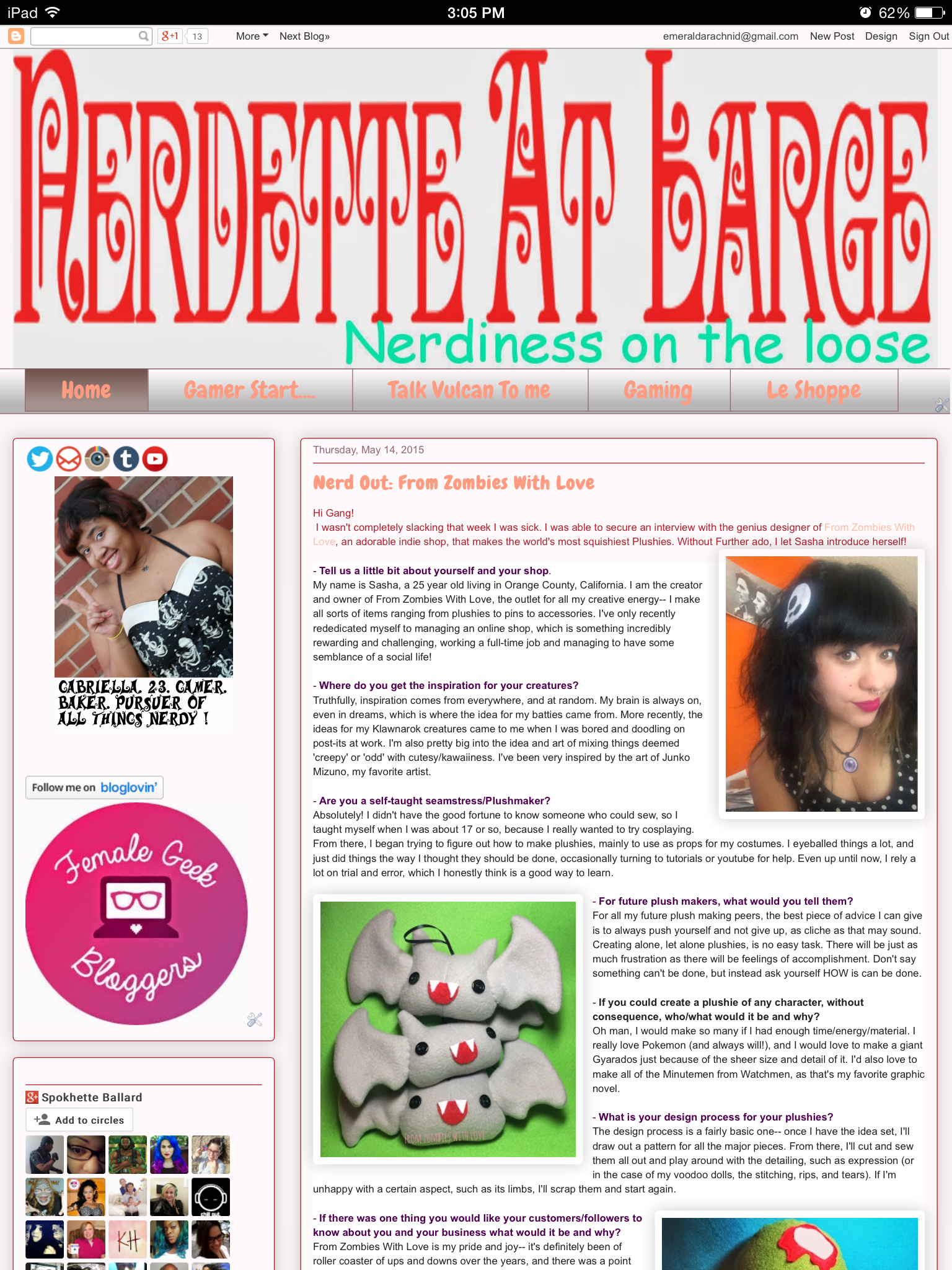  &nbsp;When I finally landed on Nerdette At Large as a title.&nbsp; 