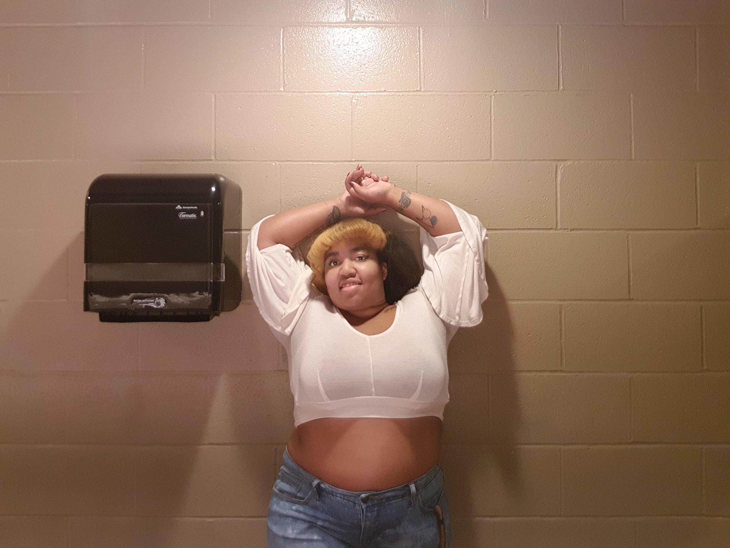  White Tie Off Top from Rue 21 and Jeans from Walmart 