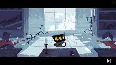 A Cat Wizard Takes on a Gaggle of Ghosts in Google’s New&nbsp;Banner!